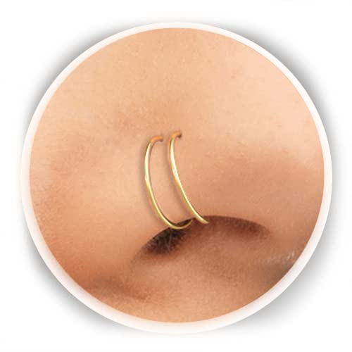 Double Nose Ring Hoop for Single Piercing 14k Gold Filled 20g