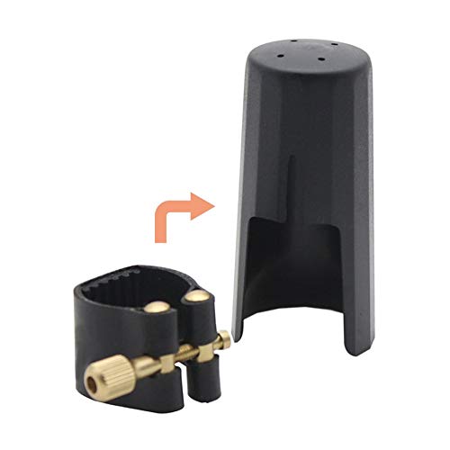 Compact Ligature Fastener for Alto Sax Saxophone Mouthpiece with Leather Clip Black