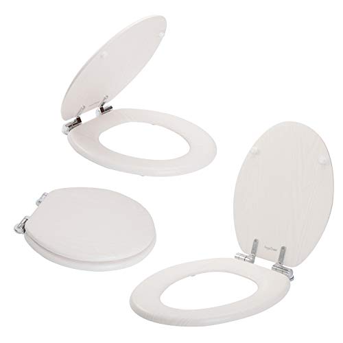 Angel Shield Toilet Seat Molded Wood with Quiet Close Easy Clean Quick