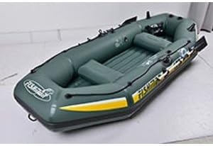 116" Green and Yellow Three Person Inflatable Boat Set