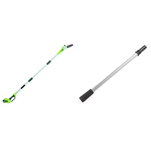 Greenworks 8.5' 40V Cordless Pole Saw, 2.0 AH Battery Included 20672 with EP40A010 Extension Pole for Polesaw/Hedge Trimmer, Black and Green
