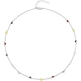 AulanRose Gold Necklace for Women,Anniversary Christmas Birthday Gifts for Wife Girlfriend,14K /18K Gold/White Gold/Rose Gold Hand Painted Colorful Hearts Necklaces Fashion Jewelry for Women