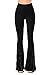 COCOLEGGINGS Women's Eyelet Strappy Bandage Bell Bottoms Flared Pants Black L