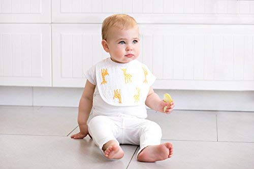 aden by aden + anais Snap Bib, 100% Cotton Muslin, Soft Absorbent 3 Layers, Adjustable, 9" X 13", 3 Pack, Safari Babes - Thumbnail 4