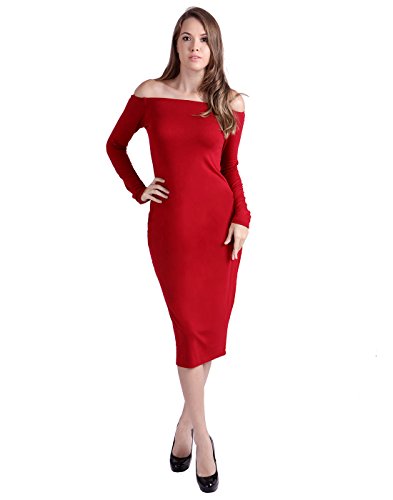 chinese dress ladies Bardot Midi A-Line Dress in Pomegranate Red