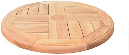 Large 20" Teak Lazy Susan Turntable with Umbrella Hole