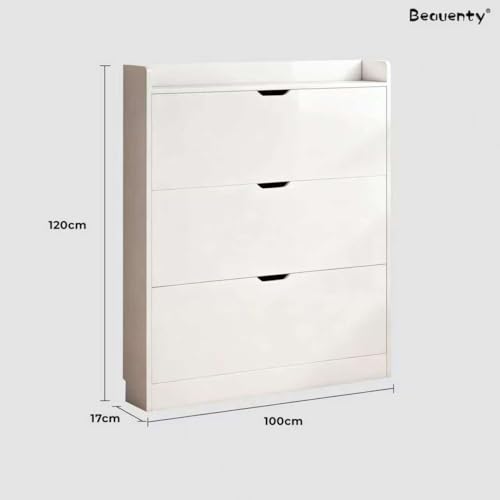 Beauenty Shoe Storage Cabinet, Shoe Storage Organizer, Narrow Shoe Cabinet with 3 Flip Drawers, Wooden Hidden Organizer for Entrywa, Modern Furniture, 100 * 17 * 120 (Wood 5)