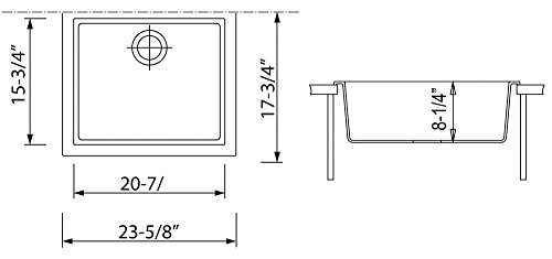 ALFI brand AB2420UM-W Undercount Single Bowl Granite Composite Kitchen Sink, 24", White