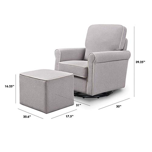 DaVinci Maya Upholstered Swivel Glider and Ottoman in Grey with Cream