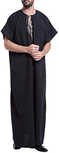 Men's Middle East Caftan Jalabiya Loose Fit Muslim Arab Gowns Dresses