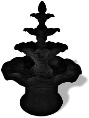Amedeo Design ResinStone 1001-12B Smooth Wavy 4-Tier Fountain, 65 by 65 by 77-Inch, Black