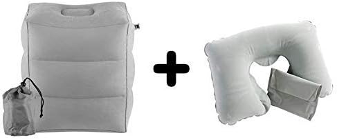 Airplane travel bed for kids to sleep, Inflatable leg rest pillow, inflatable travel pillow, foot rest for camping, resting feet laydown at home plus a free neck pillow, back support Chrismas sale