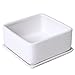 MyGift Modern White Ceramic Square Indoor Small Planter, Flower Succulent Plant Pot with Drainage Hole and Removable Drip Tray
