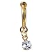 Gold Color Clear Drop Fake Belly Button Ring-Clip On Hoop Earring Non Pierce-5/16 inch-8mm