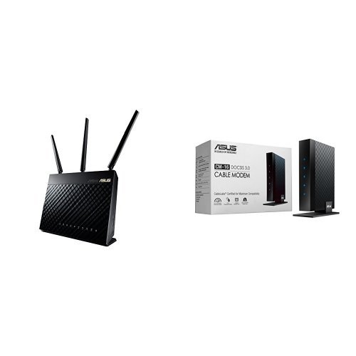 ASUS Dual-band Wireless-AC1900 Gigabit Router (RT-AC68U) and ASUS DOCSIS 3.0 High Speed 16 x 4 Cable Modem