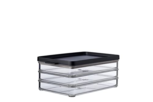 Mepal Meat Fridge Storage Containers 3 Layers - Container with Lid for Meat - Fridge Container for Kitchen Storage & Organization - Dishwasher-safe - 3 x 500 ml - Black