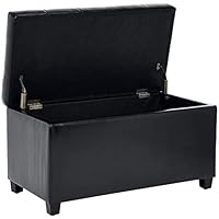 First Hill Matteo Faux-Leather Rectangular Storage Ottoman, Studio Black