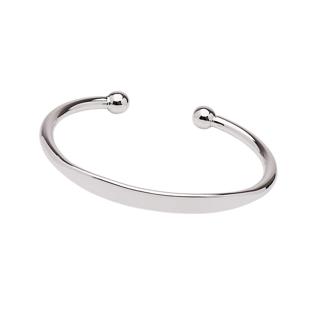 Treasure Bay Men's Solid 925 Sterling Silver Torque Bangle Bracelet - Plain Cuff Bar Silver Bracelet for Men