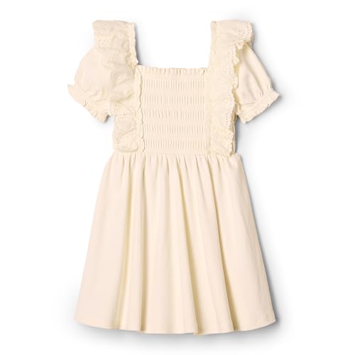 Amazon Essentials Baby_Girls Embroidered Knit Dress, Ivory, 3-6 Months