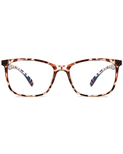 ANRRI Blue Light Blocking Computer Glasses, Anti Eyestrain UV Filter Lens Lightweight Frame Eyeglasses, Transparent(Leopard)