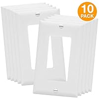 ENERLITES Decorator Light Switch or Receptacle Outlet Wall Plate, Size 1-Gang 4.50 Inches x 2.76 Inches, Unbreakable Polycarbonate Thermoplastic, 8831-W-10PCS, White (10 Pack), UL Listed