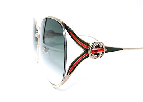 Gucci GG0225S 003 Gold/Green GG0225S Round Sunglasses Lens Category 2 Size 63 - Image 4