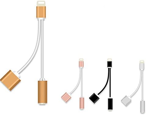 2 in 1 Earphone Converter Audio Data Charge Cable,Charging Port Cord Line for iPhone 7/ 7plus Lightning to 3.5mm Jack Audio Aux Port Headphone Cable Adapter IOS10.3 System (Silver)