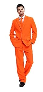 YOU LOOK UGLY TODAY Men's Orange Solid Color Bachelor Party Suit-Large
