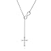 BERRICLE Sterling Silver Infinity Cross Lariat Necklace for Women, Rhodium Plated 17 inch