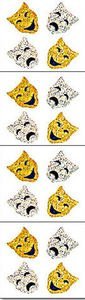 Theater Comedy Tragedy Masks Sparkle Scrapbook Stickers (P7042)