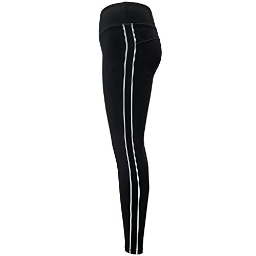 Tangerine Ladies' Active Stripe Legging (Black, Medium) - Thumbnail 2