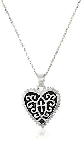 Sterling Silver "Love Is Patient Love Is Kind" Reversible Heart with Cross Pendant Necklace , 18"