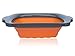 XL Large Kitchen Strainer by Comfify - Collapsible Silicone Over-The-Sink Colander with Extendable Handles - Use with Pasta, Fruit, Berries & Veggie - 6 Quart - -Orange & Grey
