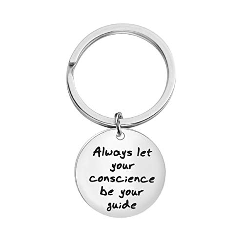 KUIYAI Always Let Your Conscience Be Your Guide Keychain Jiminy Cricket Quote Keychain Motivation Gift (Keychain)