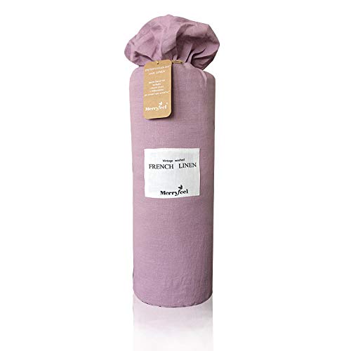 Merryfeel Luxurious 100% Pure French Linen Sheet Set - Queen - Mauve