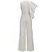Bodycon4U Women's Sexy Ruched Ruffle Wide Leg Pants Bodycon Clubwear Jumpsuit Rompers White L