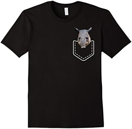 Men's Tapir In My Pocket T-Shirt - Funny Cute Tapir Peeking Tee Medium Black