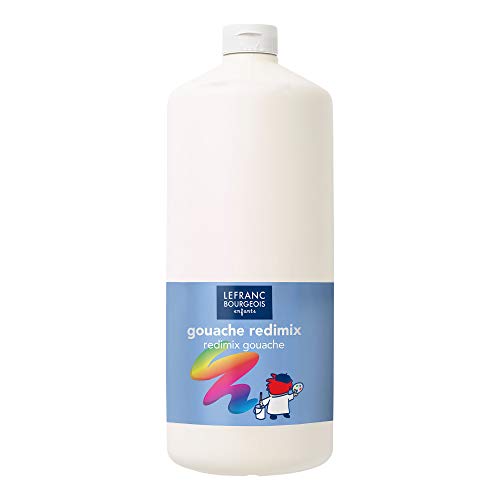 Lefranc Bourgeois 188052 Redimix Tempera Farbe - Weiß - 2000 ml – Flüssige Gouachefarbe, hohe Deckkraft, wasserbasiert