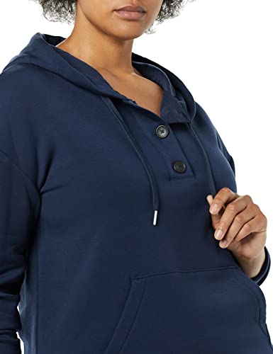 AMAZON ESSENTIALS WOMEN’S FLEECE LONG SLEEVE HENLEY HOODIE (AVAILABLE IN PLUS SIZE) (PREVIOUSLY AMAZON AWARE), NAVY, MEDIUM
