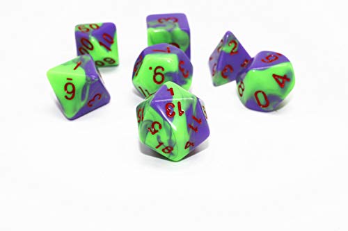HD DND Dice Set Purple & Green RPG Polyhedral Dice Fit Dungeons and Dragons(D&D) Pathfinder MTG Tabletop Role Playing Game 7-Die Dice Set