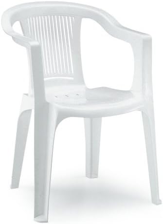 Dining Chair Super Giada Low Back Resin Stacking Outdoor (100% Waterproof, Anti static finish) (White)