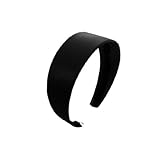 Black 2 Inch Wide Satin Hard Headband with No Teeth Head band for Women and Girls (Keshet Accessories)