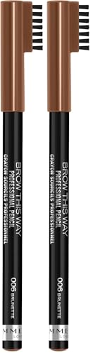 Rimmel London Matita Sopracciglia Professionale Brow This Way, Matita a Lunga Durata, Riempie e Definisce le Sopracciglia, 006 Brunette (Confezione da 2)