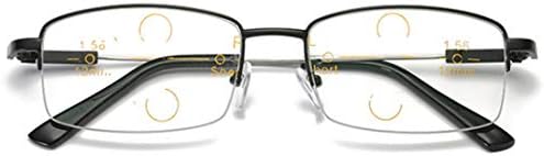Fuyingda Men's and women's reading glasses rectangular glasses metal half frame multi-focus far and near dual-use