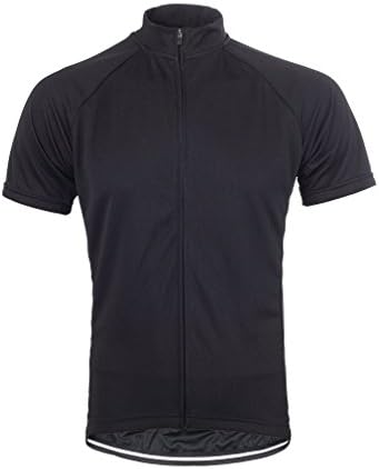 Fullwell Mens Cycling Jersey,Short Sleeves Breathable Shirts,Sports Clothing Bike Top,Quick Dry Solid Color(Large, Black)