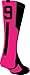 TCK Player Id Black/Neon Pink Number Crew Sock (#9 - Single Sock, Large)