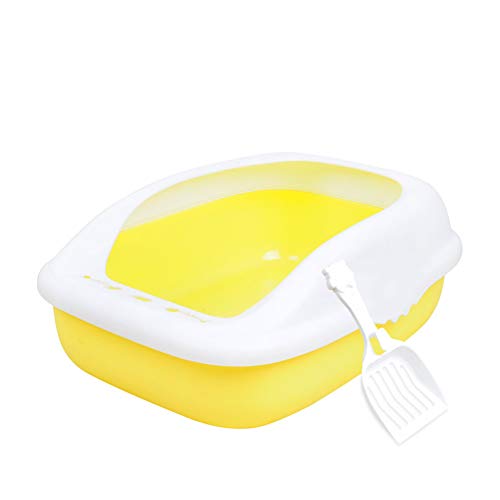 PinShang Large Semi Closed Cat Bedpan Toilet for Pet Cleaning Supplies Yellow