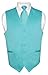 Men's Dress Vest & NeckTie Solid TURQUOISE AQUA BLUE Neck Tie Set for Suit Tux