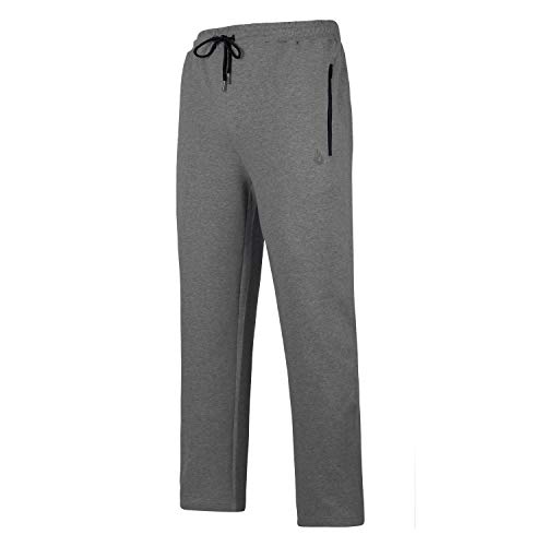 beroy Mens Jogger Pants Basic Active Training Running Gym Workout Pants Zipper Pockets Sweatpants(Charcoal,3XL)