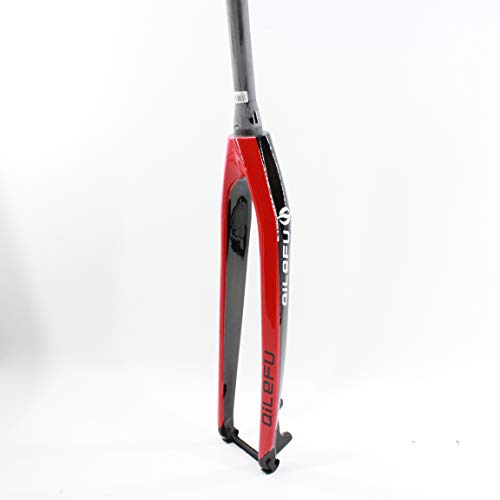 QILEFU 26/27.5/29" inch Mountain Bicycle Full Carbon Bike Front Fork disc Brake Tapered Tube MTB 26/27.5/29er (red, 26er)